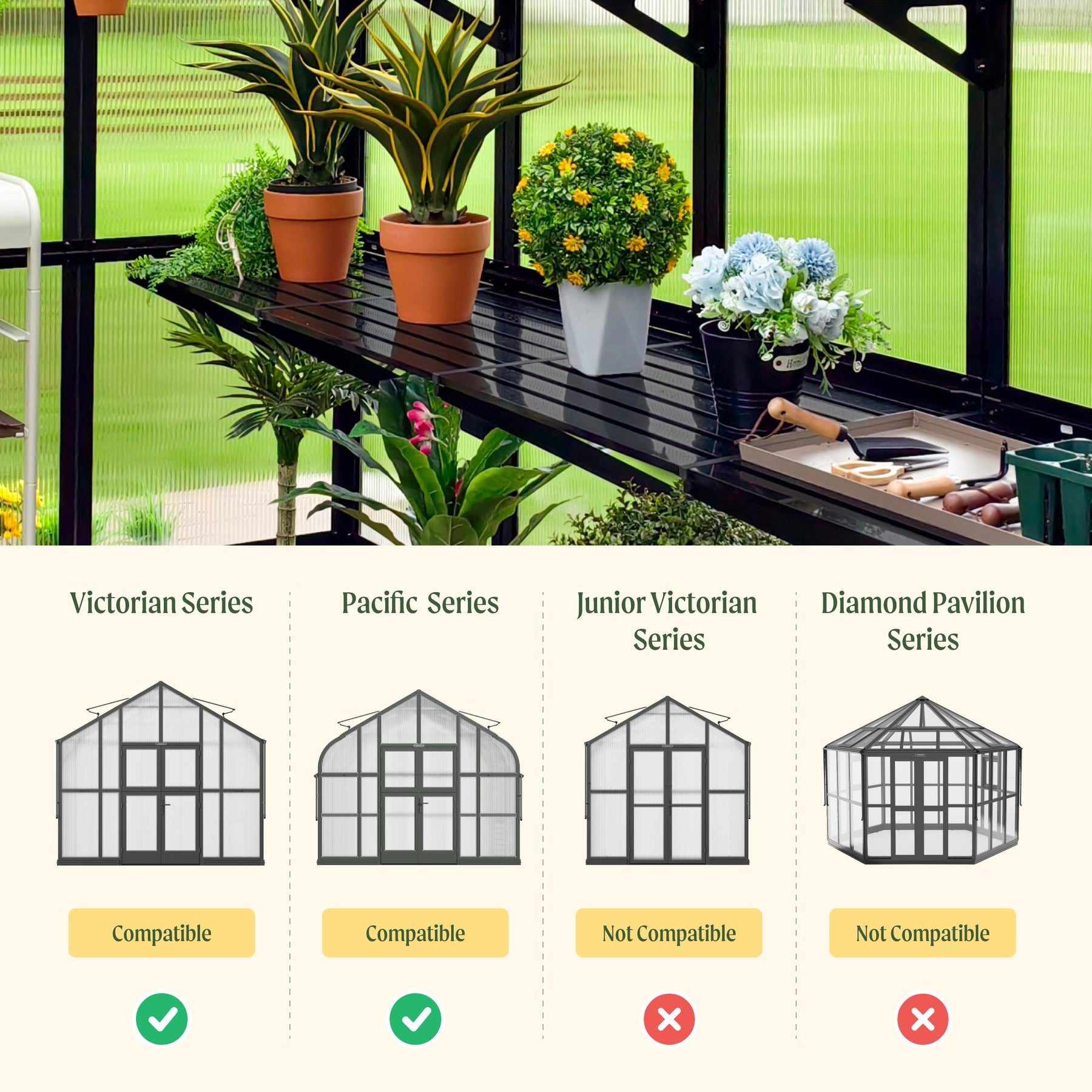 Vego Garden Fixed Bottom Shelf | Extra Greenhouse Storage & Workspace