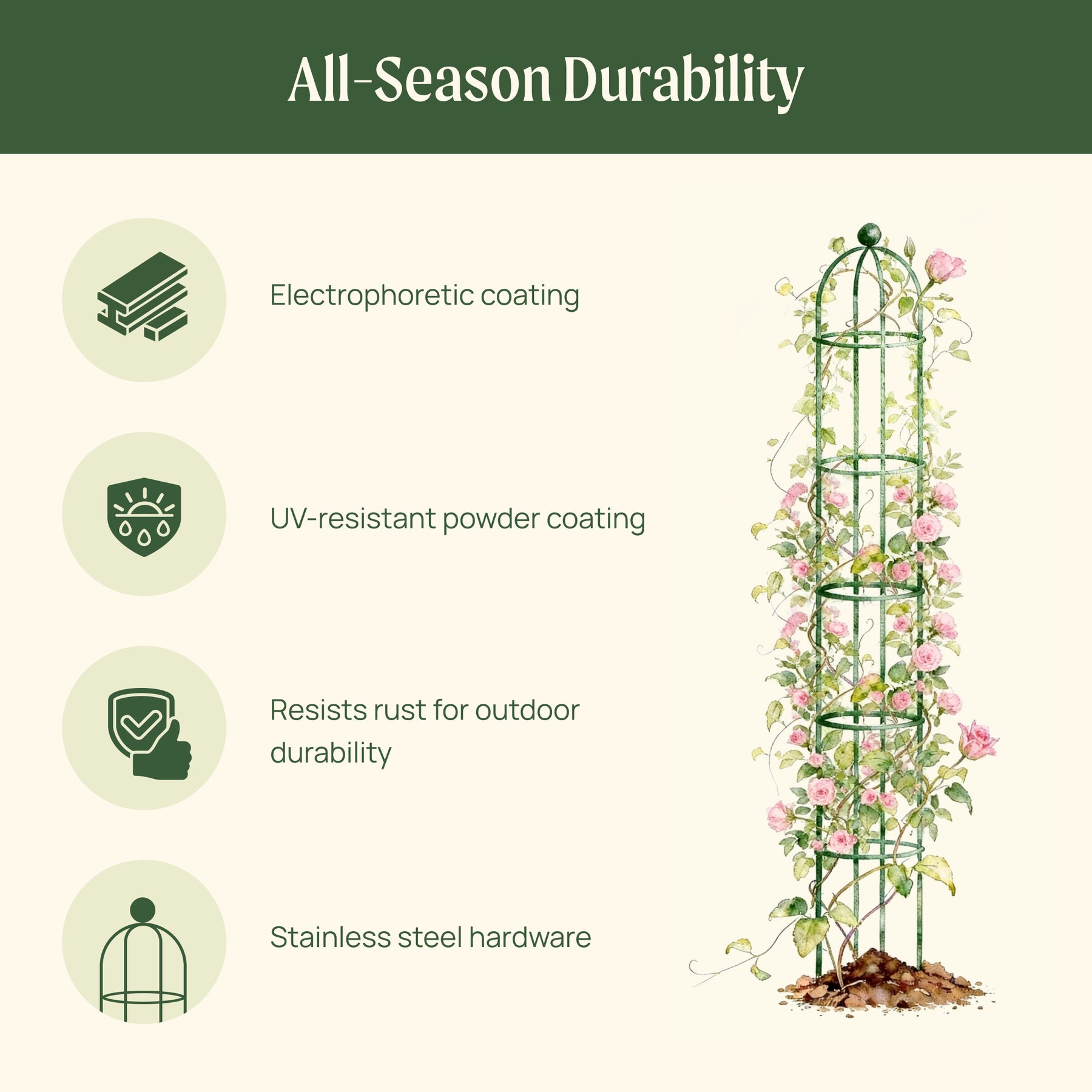 6ft garden plant trellis Round Obelisk Garden Trellis 7.6 ft