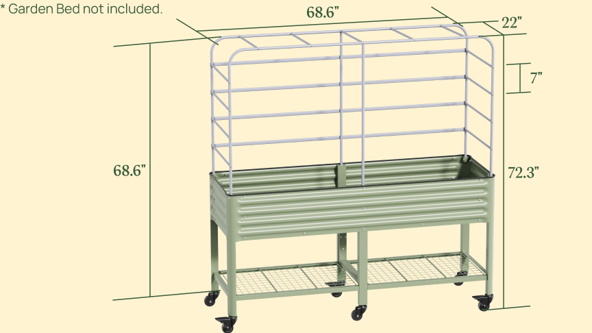 Vego Garden Trellis Mesh Cover System dimensions for 2 x 6 elevated garden bed