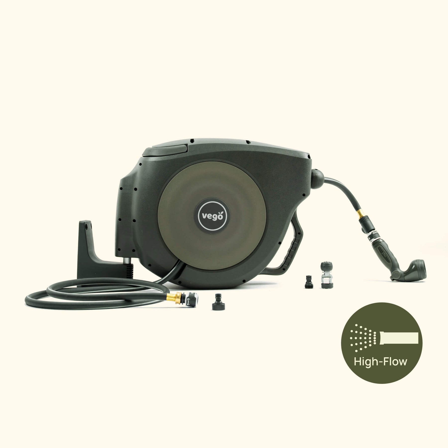 Hose Rell Set Hi-Flow Retractable Hose Reel Set - 100 Ft | Vego Garden